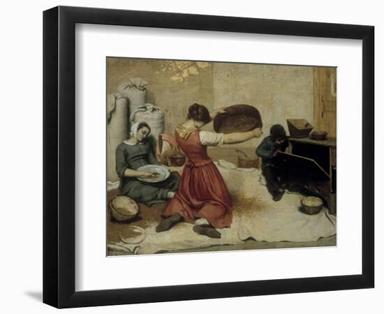 Winnowing Wheat-Gustave Courbet-Framed Art Print