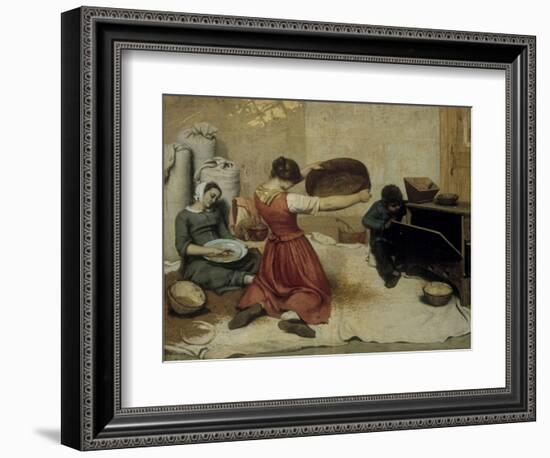 Winnowing Wheat-Gustave Courbet-Framed Art Print