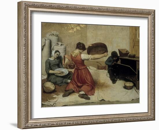 Winnowing Wheat-Gustave Courbet-Framed Art Print