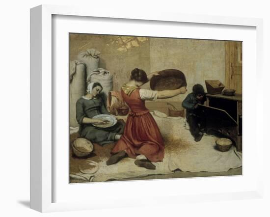 Winnowing Wheat-Gustave Courbet-Framed Art Print