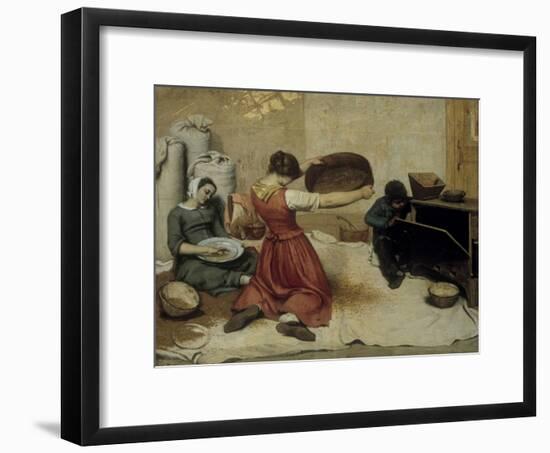 Winnowing Wheat-Gustave Courbet-Framed Art Print