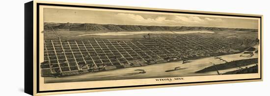 Winona, Minnesota - Panoramic Map-Lantern Press-Framed Stretched Canvas