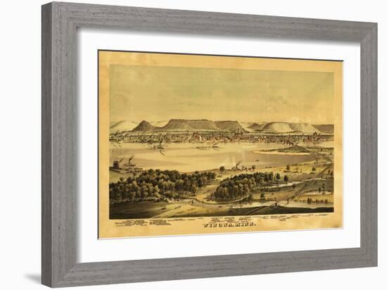 Winona, Minnesota - Panoramic Map-Lantern Press-Framed Art Print