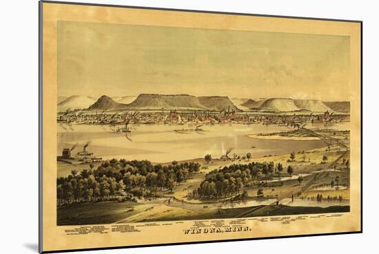 Winona, Minnesota - Panoramic Map-Lantern Press-Mounted Art Print