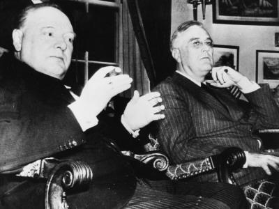 'Winston Churchill and Franklin D. Roosevelt at the White House