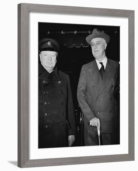 Winston Churchill and Franklin D Roosevelt-null-Framed Photographic Print