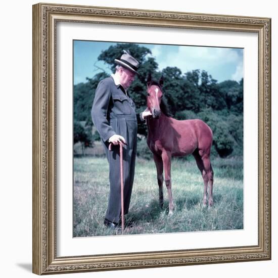 Winston Churchill and Horse-null-Framed Photographic Print