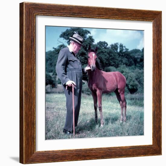 Winston Churchill and Horse-null-Framed Photographic Print