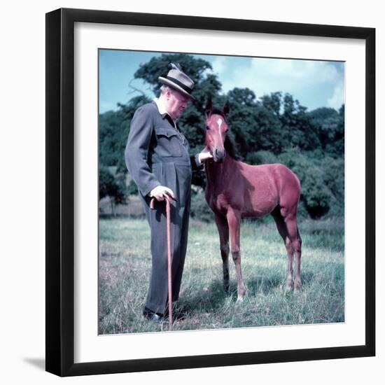 Winston Churchill and Horse-null-Framed Photographic Print