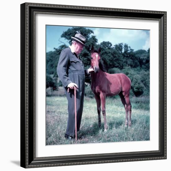 Winston Churchill and Horse-null-Framed Photographic Print