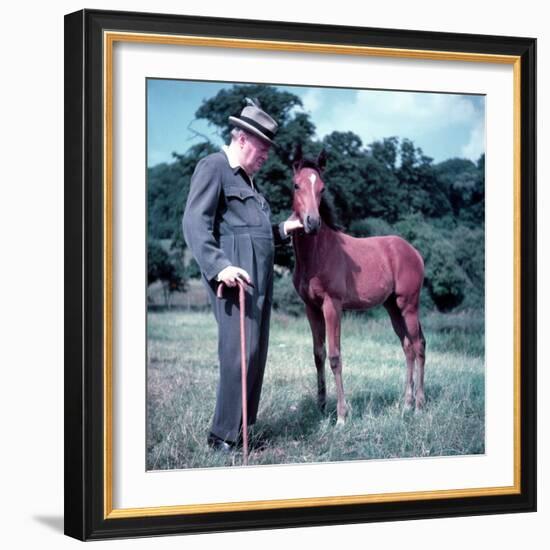 Winston Churchill and Horse-null-Framed Photographic Print