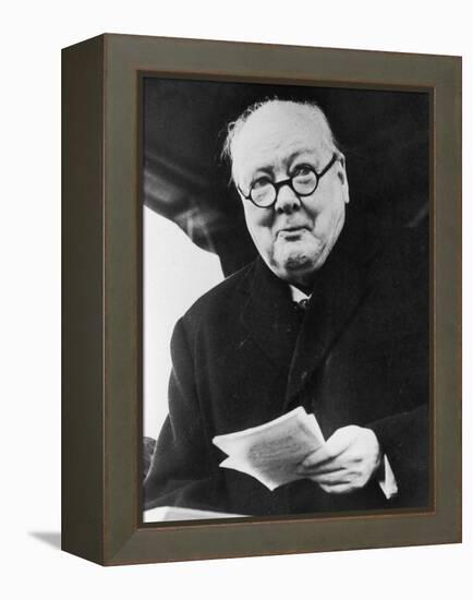 Winston Churchill British Prime Minister in Later Life Reading a Letter-null-Framed Premier Image Canvas