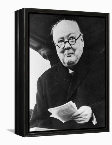 Winston Churchill British Prime Minister in Later Life Reading a Letter-null-Framed Premier Image Canvas