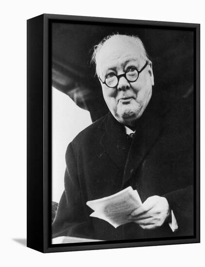 Winston Churchill British Prime Minister in Later Life Reading a Letter-null-Framed Premier Image Canvas