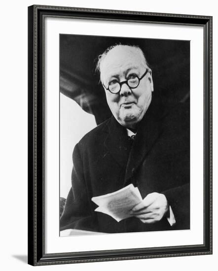 Winston Churchill British Prime Minister in Later Life Reading a Letter-null-Framed Photographic Print