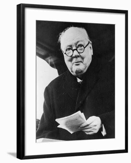 Winston Churchill British Prime Minister in Later Life Reading a Letter-null-Framed Photographic Print