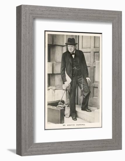 Winston Churchill British Statesman and Author Stands in a Doorway in 1940-null-Framed Photographic Print