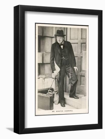 Winston Churchill British Statesman and Author Stands in a Doorway in 1940-null-Framed Photographic Print
