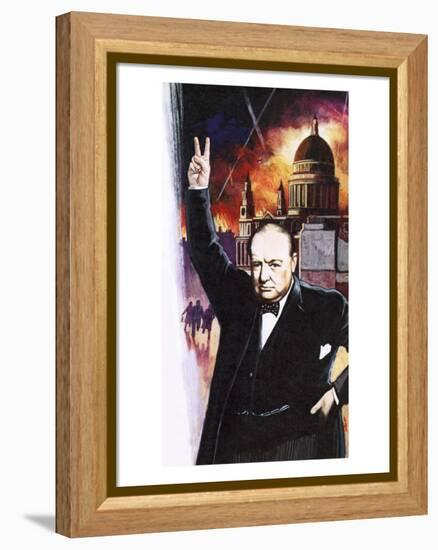 Winston Churchill During the Blitz-English School-Framed Premier Image Canvas