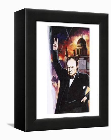 Winston Churchill During the Blitz-English School-Framed Premier Image Canvas