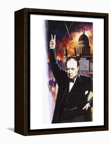 Winston Churchill During the Blitz-English School-Framed Premier Image Canvas