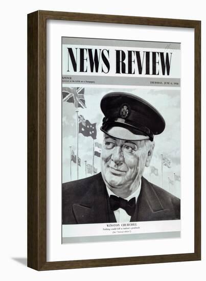 Winston Churchill, from the Frontcover of 'News Review', 6th June 1946-English School-Framed Giclee Print