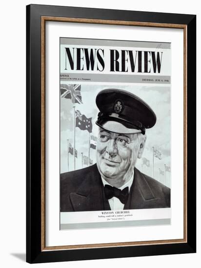 Winston Churchill, from the Frontcover of 'News Review', 6th June 1946-English School-Framed Giclee Print