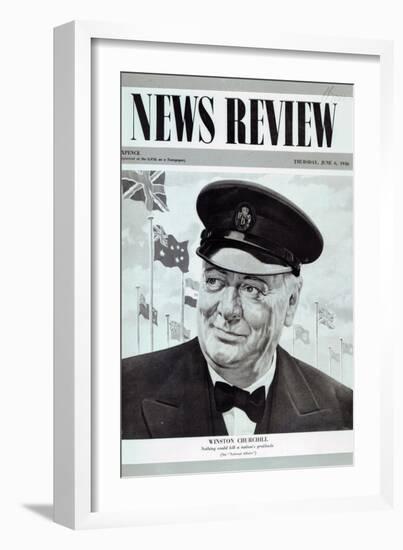 Winston Churchill, from the Frontcover of 'News Review', 6th June 1946-English School-Framed Giclee Print