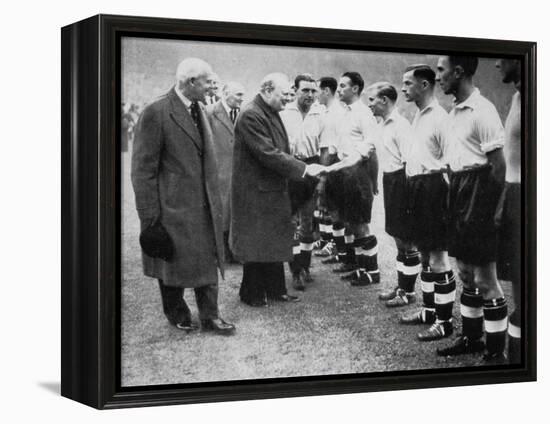 Winston Churchill Greets the England Football Team, Wembley, London, October 1941-null-Framed Premier Image Canvas