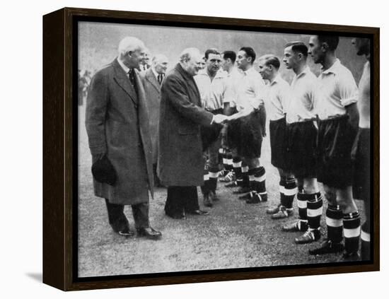 Winston Churchill Greets the England Football Team, Wembley, London, October 1941-null-Framed Premier Image Canvas