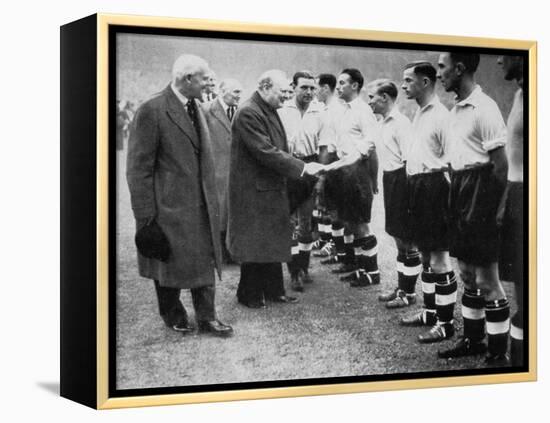 Winston Churchill Greets the England Football Team, Wembley, London, October 1941-null-Framed Premier Image Canvas