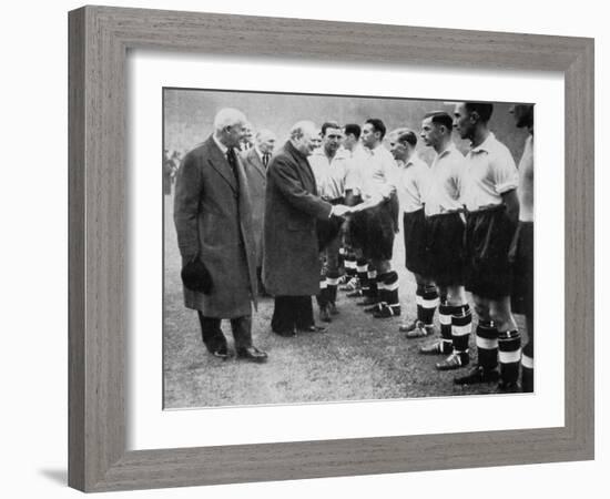 Winston Churchill Greets the England Football Team, Wembley, London, October 1941-null-Framed Giclee Print