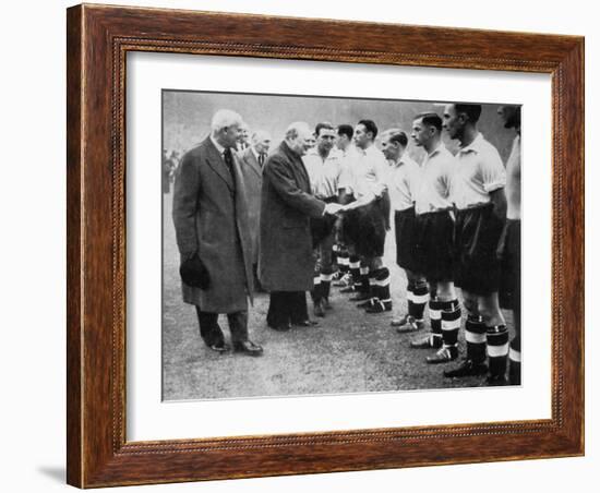 Winston Churchill Greets the England Football Team, Wembley, London, October 1941-null-Framed Giclee Print
