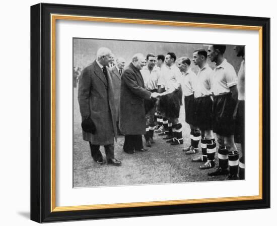 Winston Churchill Greets the England Football Team, Wembley, London, October 1941-null-Framed Giclee Print