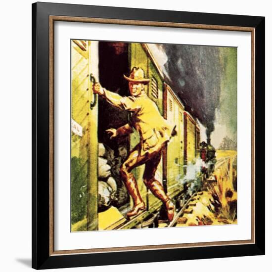 Winston Churchill Jumping from a Train During the Boer War-McConnell-Framed Giclee Print