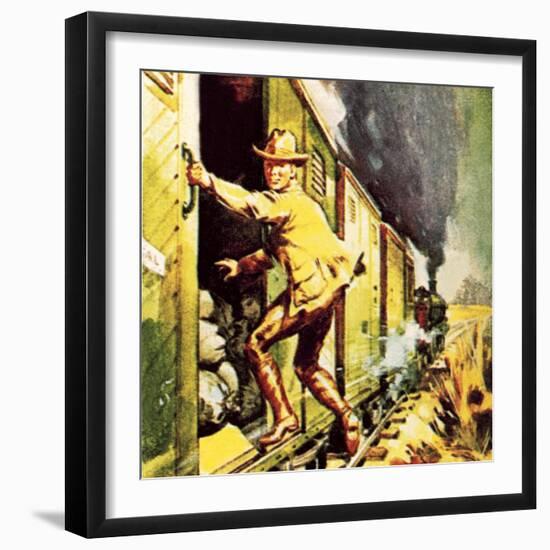 Winston Churchill Jumping from a Train During the Boer War-McConnell-Framed Giclee Print