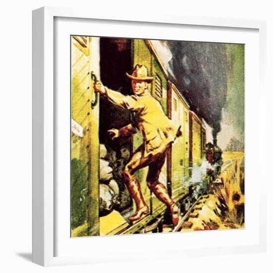 Winston Churchill Jumping from a Train During the Boer War-McConnell-Framed Giclee Print