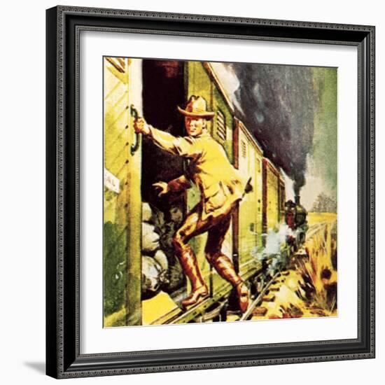 Winston Churchill Jumping from a Train During the Boer War-McConnell-Framed Giclee Print