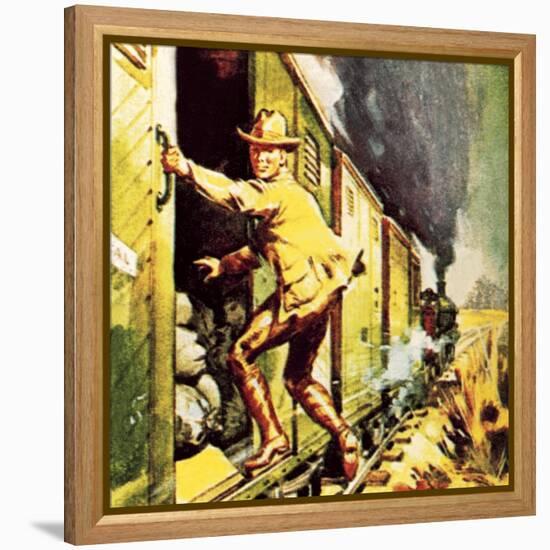 Winston Churchill Jumping from a Train During the Boer War-McConnell-Framed Premier Image Canvas