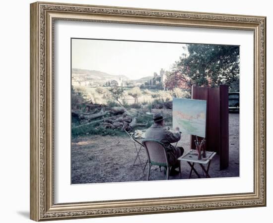 Winston Churchill Painting Chateau De Loumarin-null-Framed Photographic Print