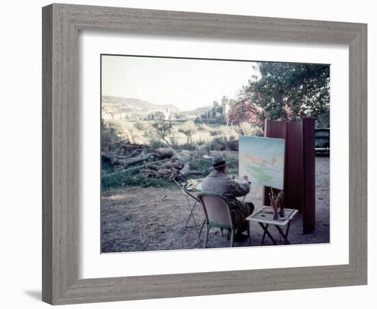 Winston Churchill Painting Chateau De Loumarin-null-Framed Photographic Print