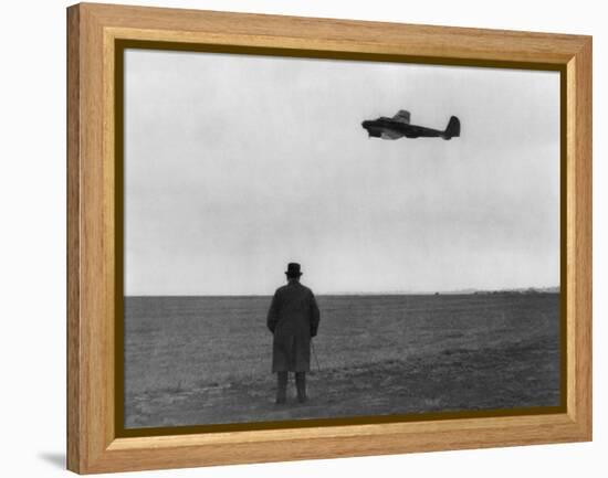 Winston Churchill, Photographed from Behind, Watching B-17 'Flying Fortress' in Flight, July 1940-null-Framed Stretched Canvas