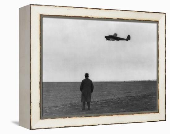Winston Churchill, Photographed from Behind, Watching B-17 'Flying Fortress' in Flight, July 1940-null-Framed Stretched Canvas
