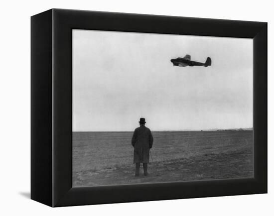 Winston Churchill, Photographed from Behind, Watching B-17 'Flying Fortress' in Flight, July 1940-null-Framed Stretched Canvas