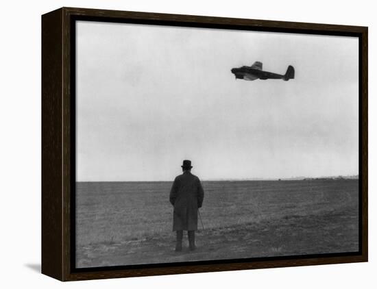 Winston Churchill, Photographed from Behind, Watching B-17 'Flying Fortress' in Flight, July 1940-null-Framed Stretched Canvas