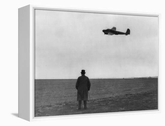 Winston Churchill, Photographed from Behind, Watching B-17 'Flying Fortress' in Flight, July 1940-null-Framed Stretched Canvas