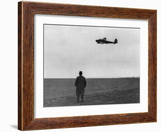 Winston Churchill, Photographed from Behind, Watching B-17 'Flying Fortress' in Flight, July 1940-null-Framed Photo