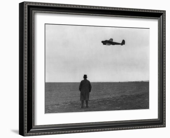 Winston Churchill, Photographed from Behind, Watching B-17 'Flying Fortress' in Flight, July 1940-null-Framed Photo