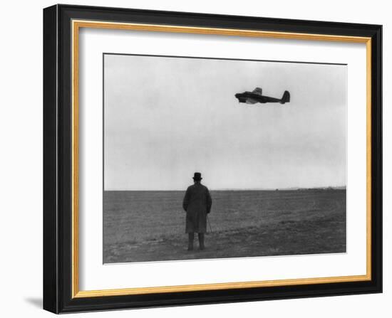 Winston Churchill, Photographed from Behind, Watching B-17 'Flying Fortress' in Flight, July 1940-null-Framed Photo
