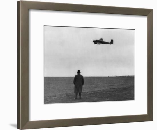 Winston Churchill, Photographed from Behind, Watching B-17 'Flying Fortress' in Flight, July 1940-null-Framed Photo